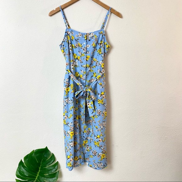 Forever 21 Dresses & Skirts - FOREVER 21 Floral Button Front Midi Dress Blue Yellow NWT Medium